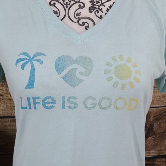 Life is Good Sun, Heart, & Palm Tree Crusher Tee - Picture 6 of 9